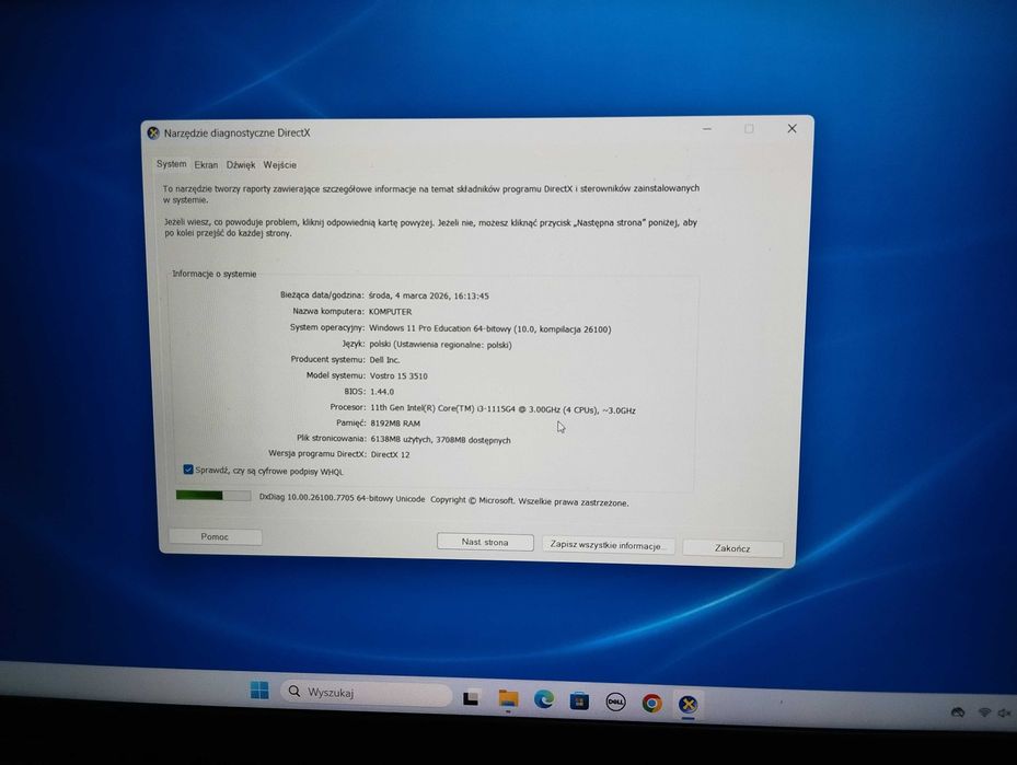 Laptop Dell Vostro 15 3510 | i3-11th | 8 GB RAM | M.2 256GB | Win 11