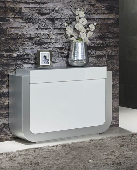 Sapateira moderna em MDF - Lacado cinza com purpurinas e branco mate