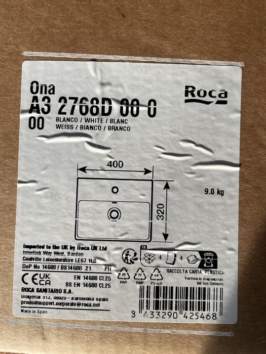 Umywalka scienna Roca Ona Compacto 40cm x 32cm