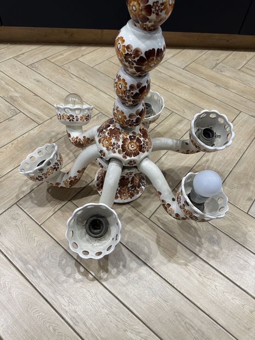 Okazja! Duży żyrandol Fajans Prl 6-ramienny włocławek