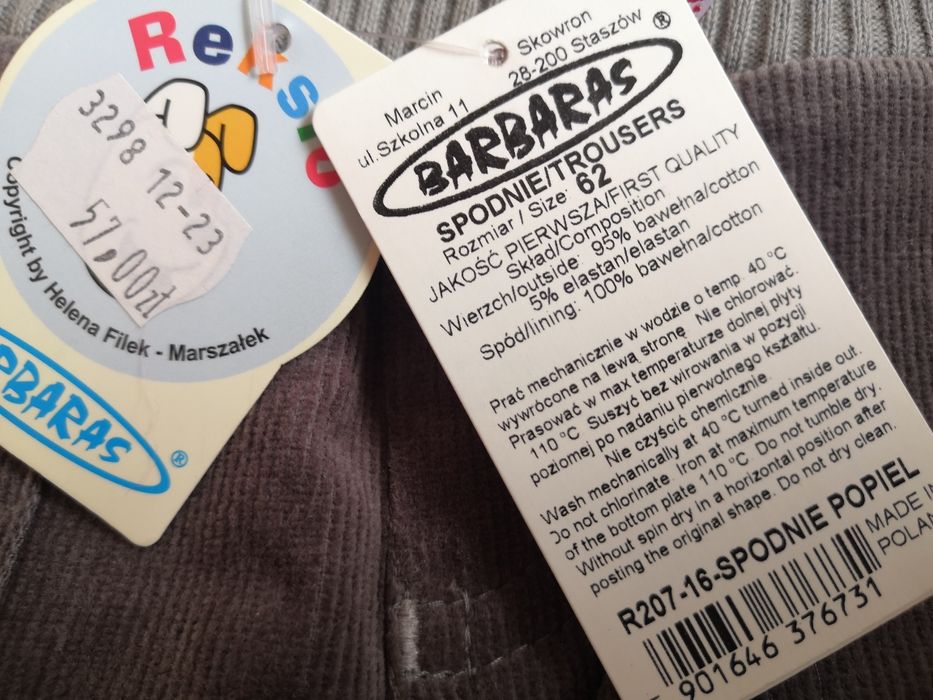 Spodenki sztruksowe Barbara r. 62