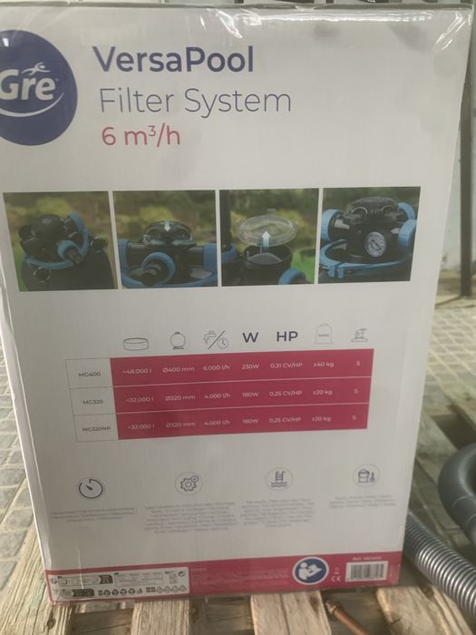 Kit Piscina Profissional Gre: Filtro 6m3/h + Aspirador Bateria + Escada + Mangueira – TUDO NOVO