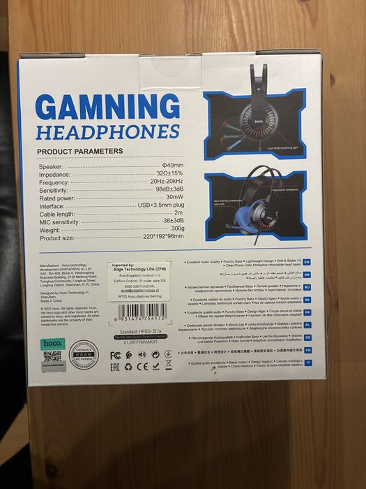 hoco. Gaming Headphones (Novos) (Stock: 5)
