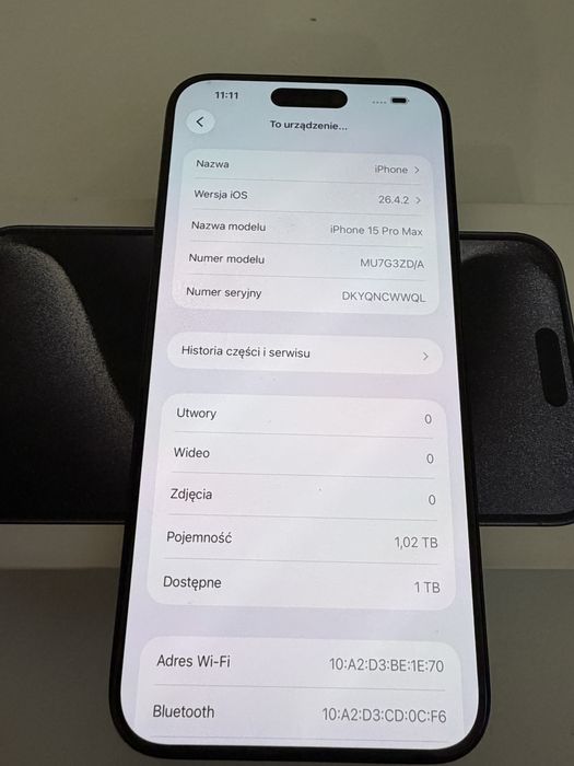 iPhone 15 Pro Max 1TB Titanium Black Bateria 100%