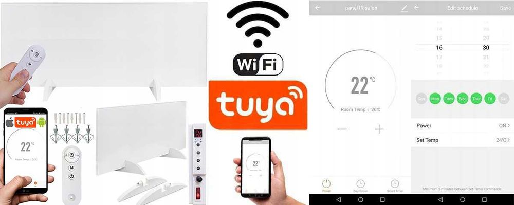 Grzejnik 770W na podczerwień promiennik  PILOT WIFI PANEL IR