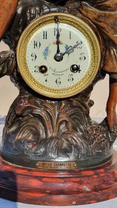 Zegar kominkowy antyk XIXwiek sygnowany August Moreau prezent na święt