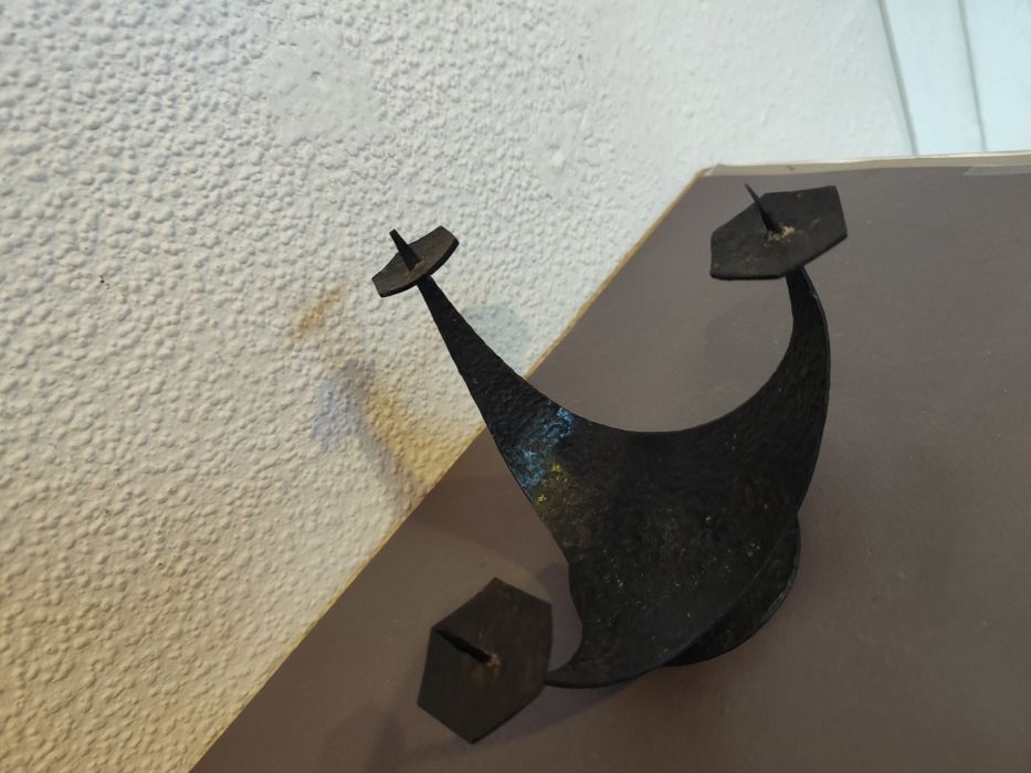 Świecznik metaloplastyka brutalizm prl vintage retro