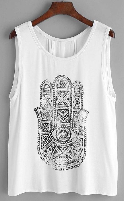 Blusa Branca com Mão de Fátima - Nova