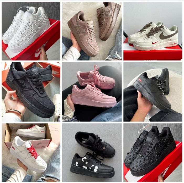 р36-45 Кросівки Nike Air Force 1 Low Black Grey White Pink