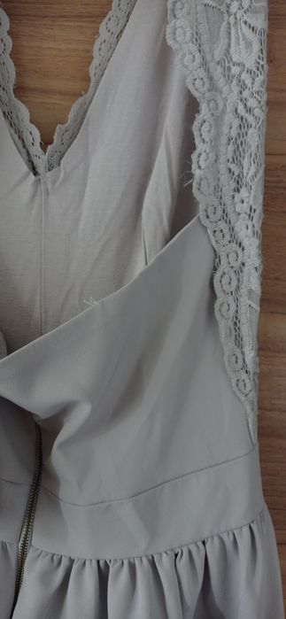 Szara długa suknia balowa polska S.Moriss rozmiar S