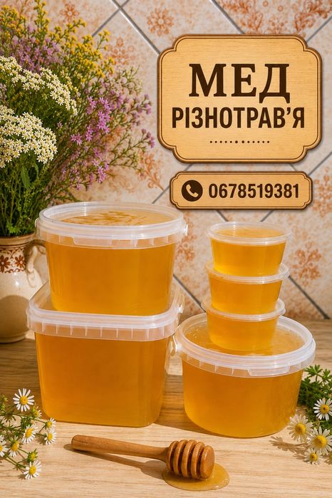 Мед соняшник 300грн.літр