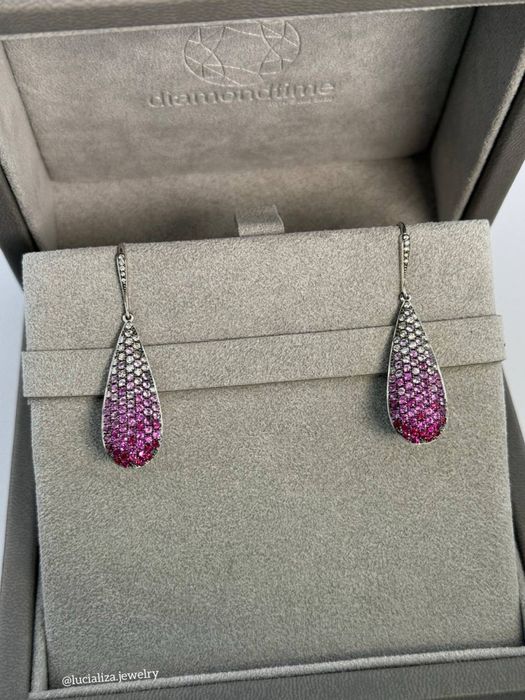 Сережки з сапфірами та діамантами   Made in Italy Біле золото