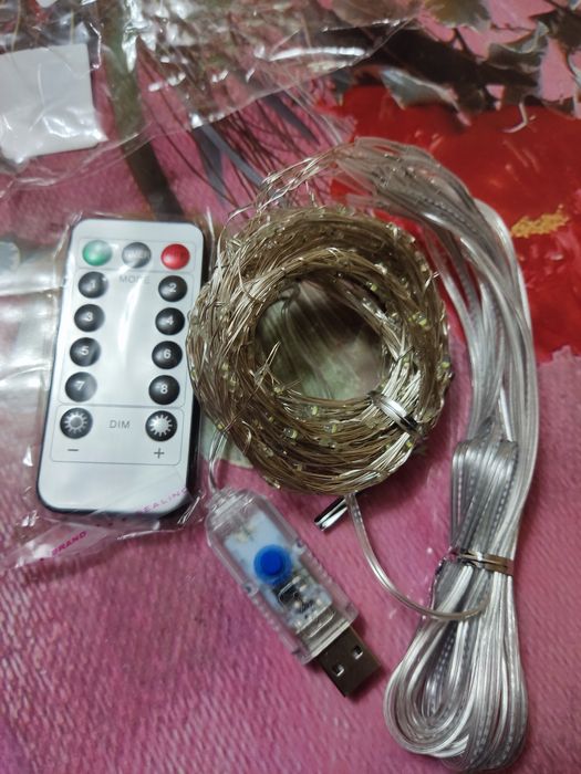 Гирлянда штора, водопад 3×3м, usb. Белая.