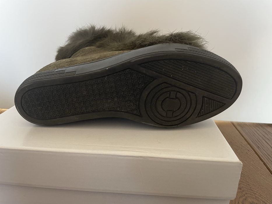 Buty trzewiki botki damskie zielone ocieplone skóra