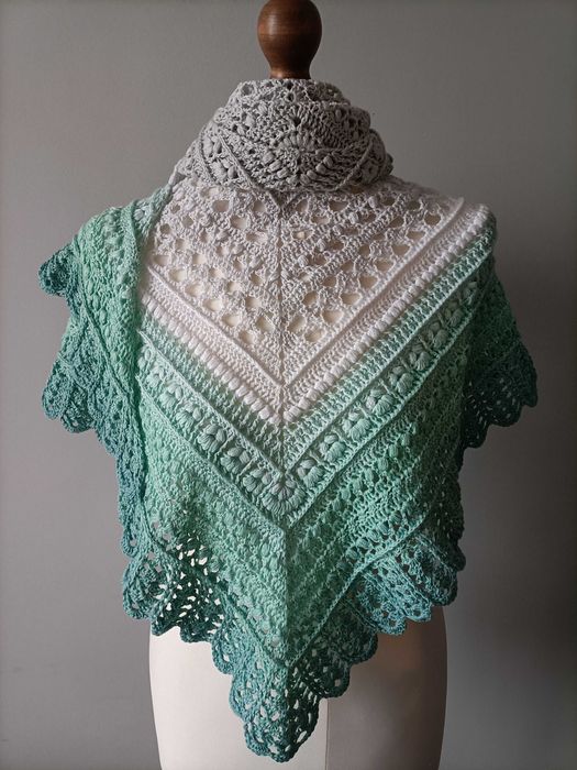 Chusta Ombre, ręcznie robiona na szydełku, szydełko, Handmade