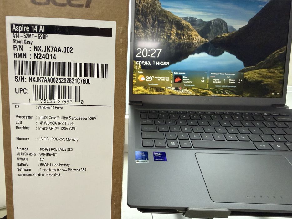Ноутбук Acer Aspire 14 AI Copilot+ A14-52MT-59DP Steel Gray Full Box!