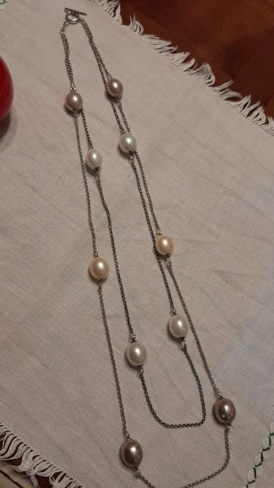 Grande colar de 2 voltas em prata