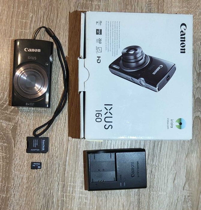 Kompakt Canon IXUS 160 | Bateria, Ładowarka, Karta 8GB, Pudełko