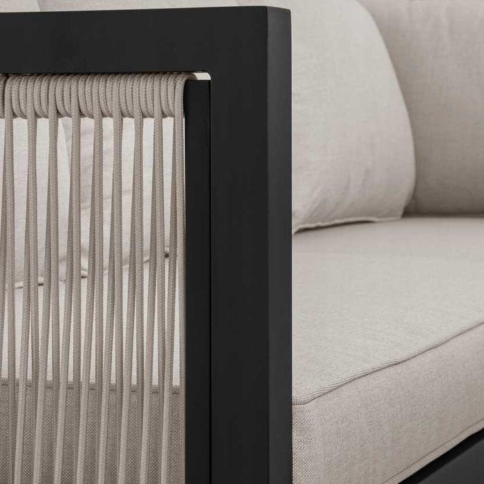 Meble ogrodowe tarasowe aluminiowe beżowe narożnik stół ławka obiadowy