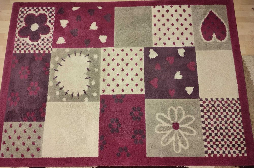 Dywan dla dziecka Twingo serca fioletowy 160 x 230 - UŻYWANY