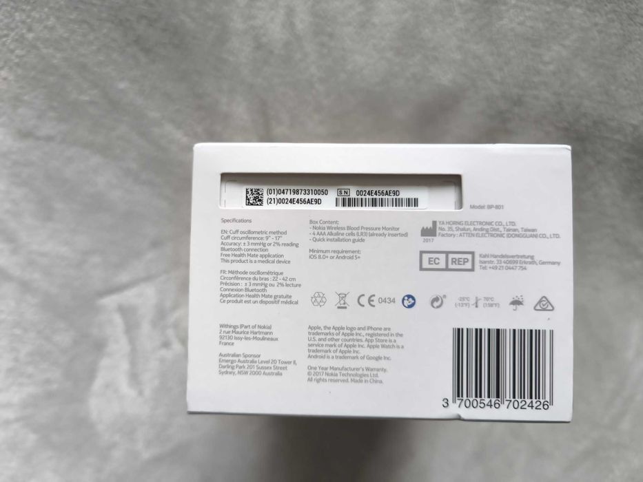 Nokia BPM+ Blood Pressure Monitor - Nowy, w oryginalnym opakowaniu