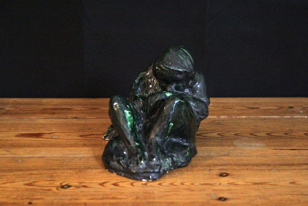 Estatueta gesso vidrado