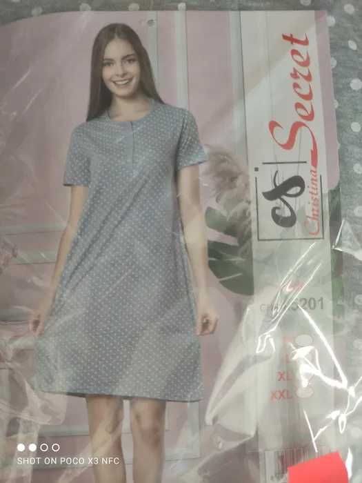 Koszula nocna damska w groszki , odpinana M/ bawełna ,