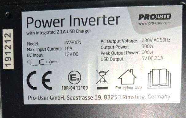--Автомобильний инвертор Power Inverter--INV 300N--made in Germany--