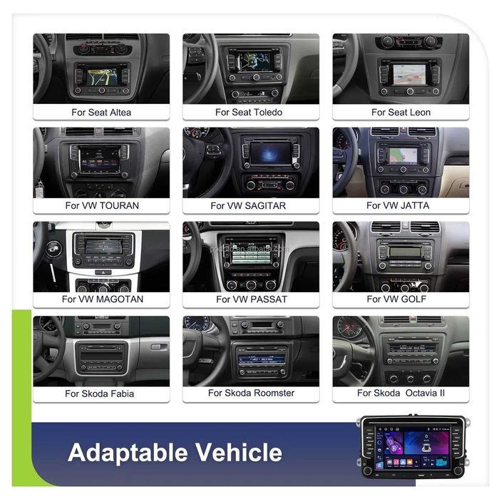 Rádio 4/64GB VW Golf Polo Passat Skoda Seat Carplay Android Auto GPS