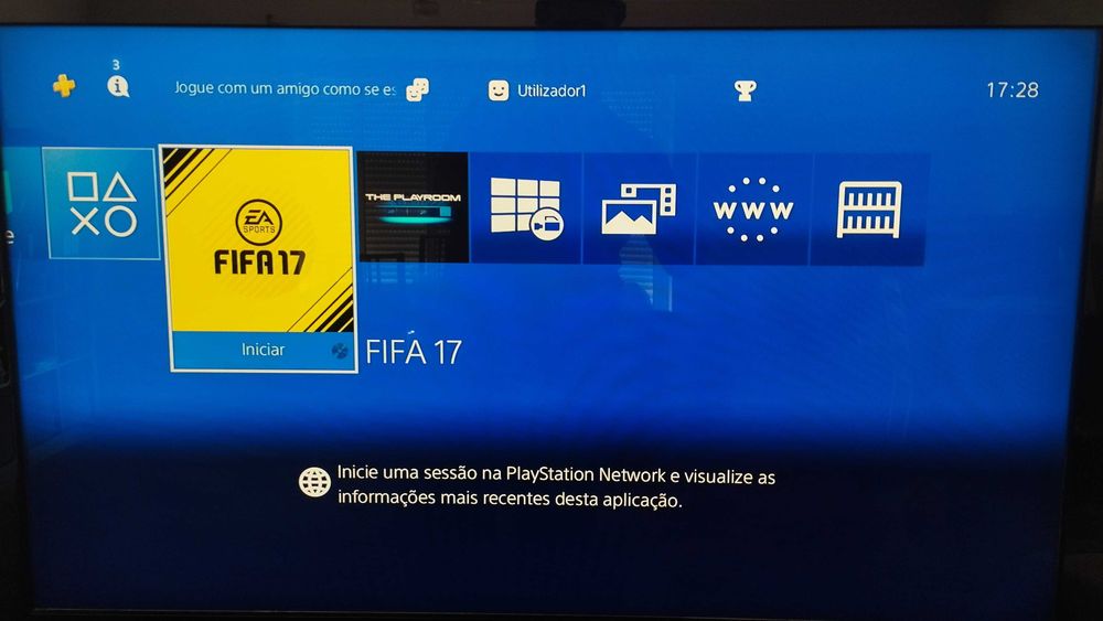 PS4 Slim 500GB + Jogo FIFA 17 + 1 Comando NOVO + Cabos