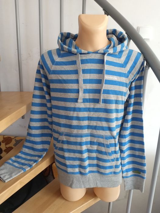 Bluza męska z kapturem kangurek niebiesko szare paski McKenzie