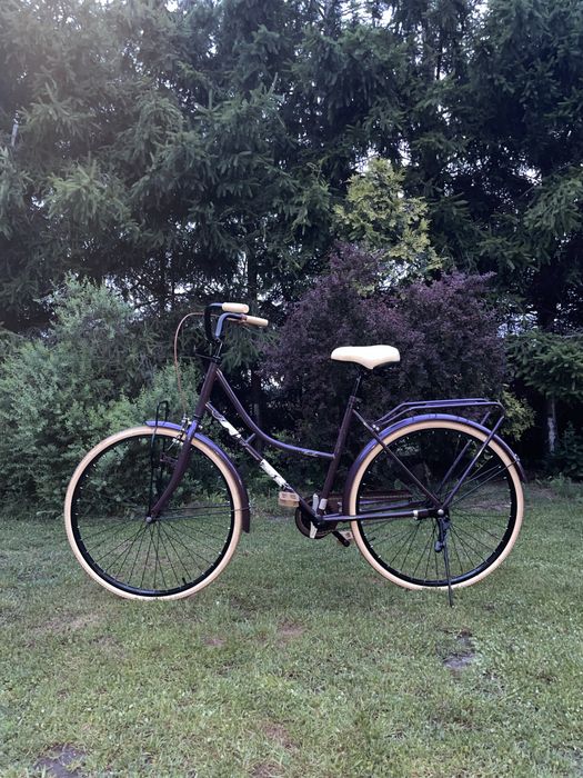 Piękny retro Rower miejski damka creme vintage fiolet
