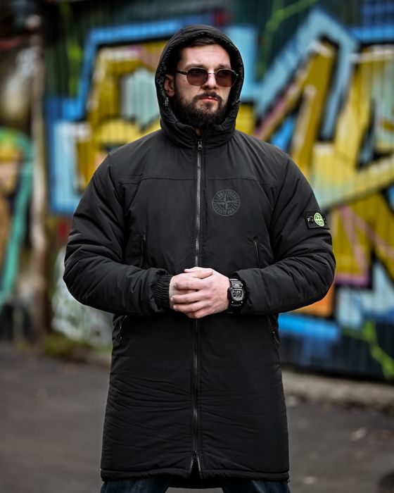 Стильная зимняя куртка мужская, парка, зимова куртка чоловіча чорна