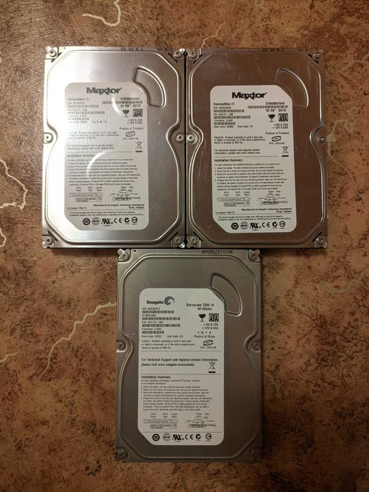3 однакові жорсткі диски Maxtor і Seagate 80Gb SATA одним лотом