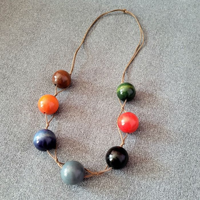Kolorowe korale etno boho na sznurku – duże kulki,oryginalna biżuteria