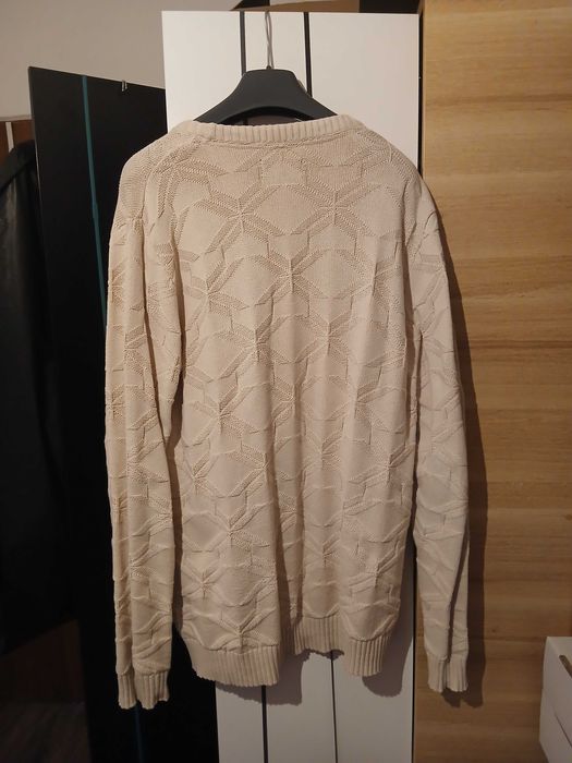Sweter męski Marka Bytom Adour - beżowy wzór pleciony 100% bawełna