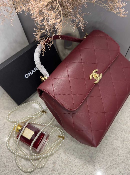 Сумка Chanel 25s з ручкою Бордова шкіра / Женская сумка Шанель бордо