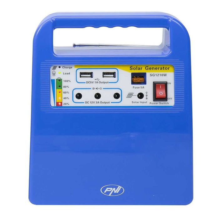 System fotowoltaiczny 30W+ akumulator 12V/7Ah USB Radio MP3 2x żarówki