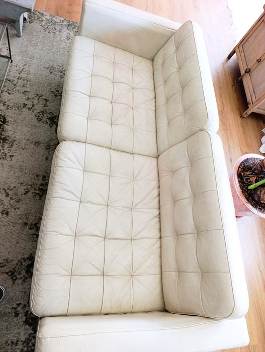 Sofá IKEA LANDSKRONA 3 Lugares – Pele Branca – Excelente Estado