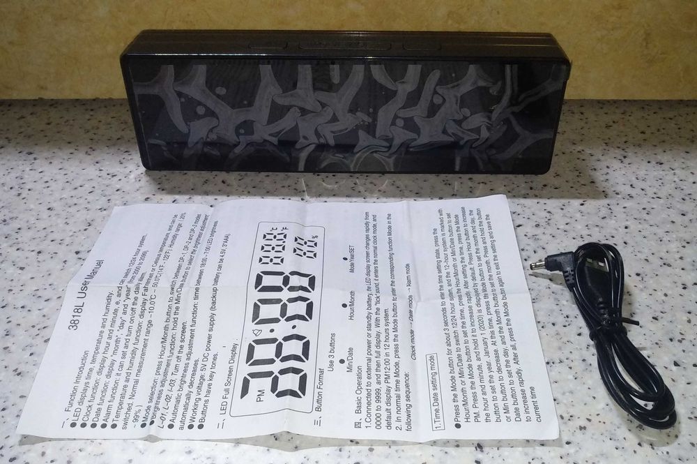 Часы LED с градусником большие часы метеостанция
