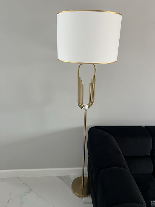 Lampa stojąca biało złota glomour