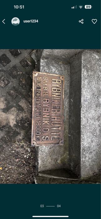 Zabytkowa mosiężna tablica niemiecka