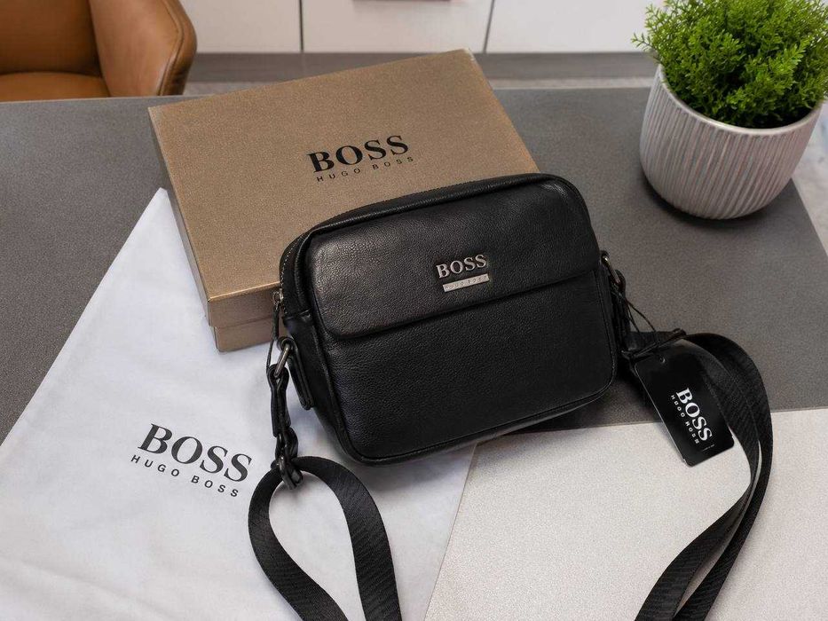 Чоловіча шкіряна сумка BOSS Hugo Boss через плече | Нова | Premium якість