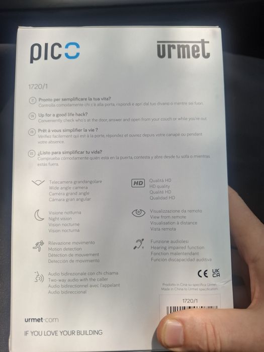 URMET PICO 1720/1 Wifi, Videof-porteiro conectado - Novo nunca aberto
Novo nunca desembalado.