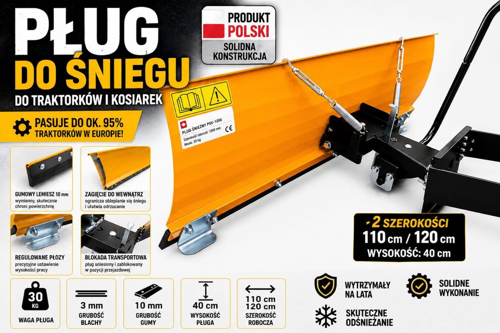Pług Śnieżny do kosiarki traktorka  NOWY cztery kolory - AL-KO  Cedrus Sthil OleoMac