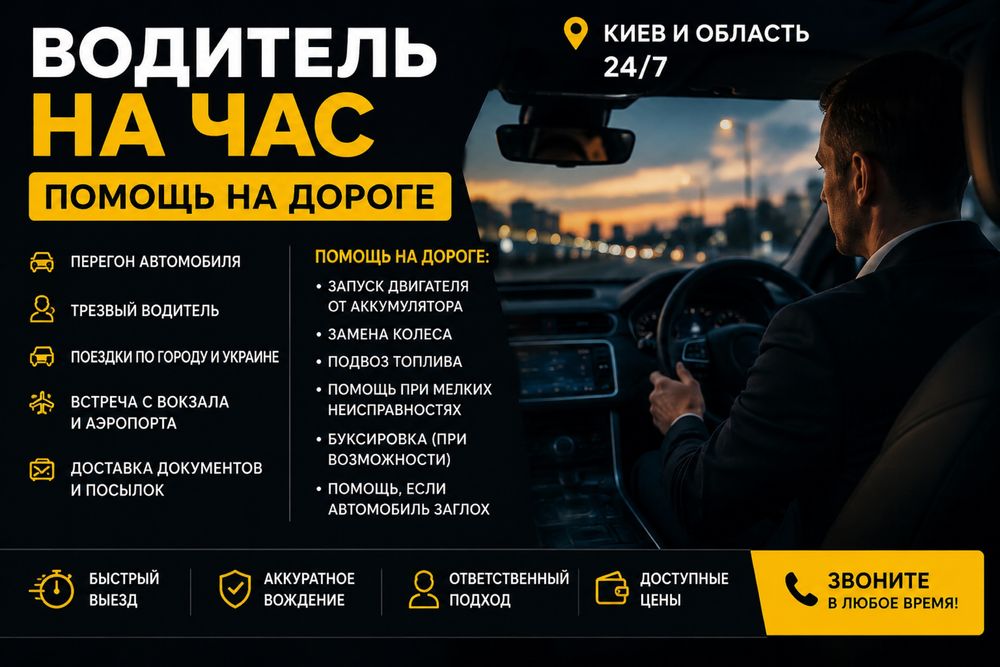 ВОДИТЕЛЬ НА ЧАС |  помощь на дороге | киев и область