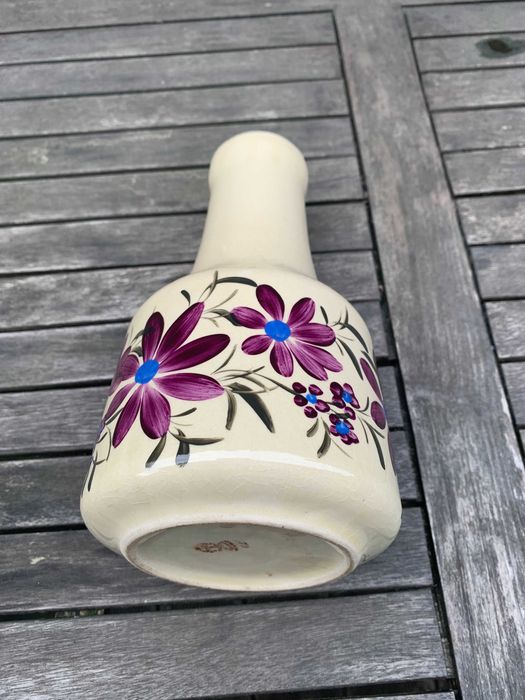Stary Ręcznie malowany wazon Tułowice, 23cm , PRL