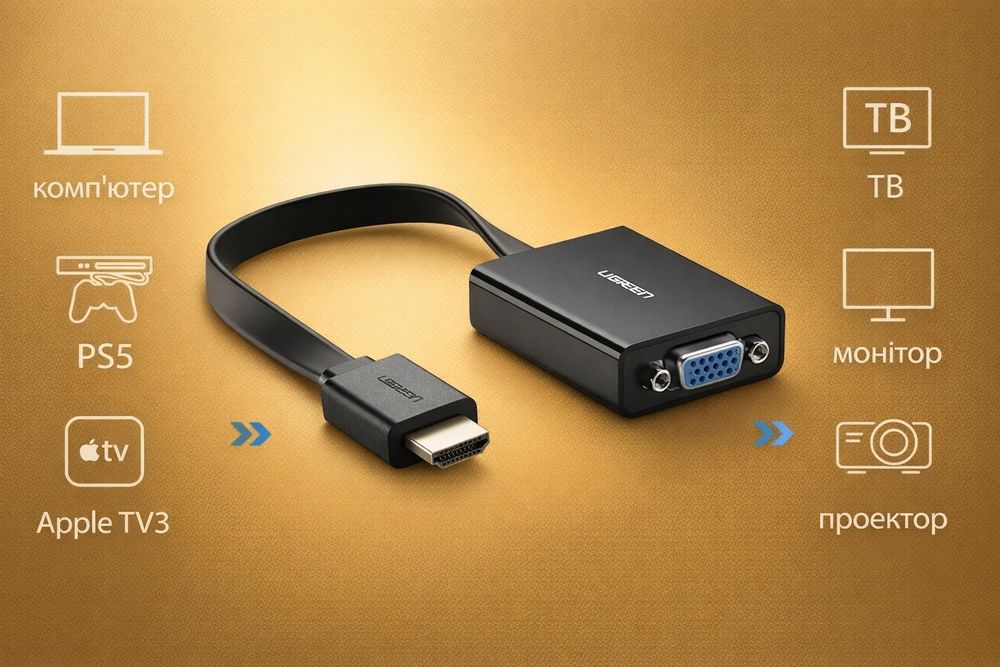 Адаптер перехідник для PS5/Xbox series HDMI to VGA