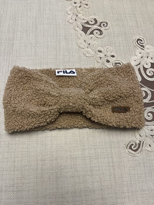 Тепла плюшева пов’язка на голову FILA (шерпа/чебурашка)