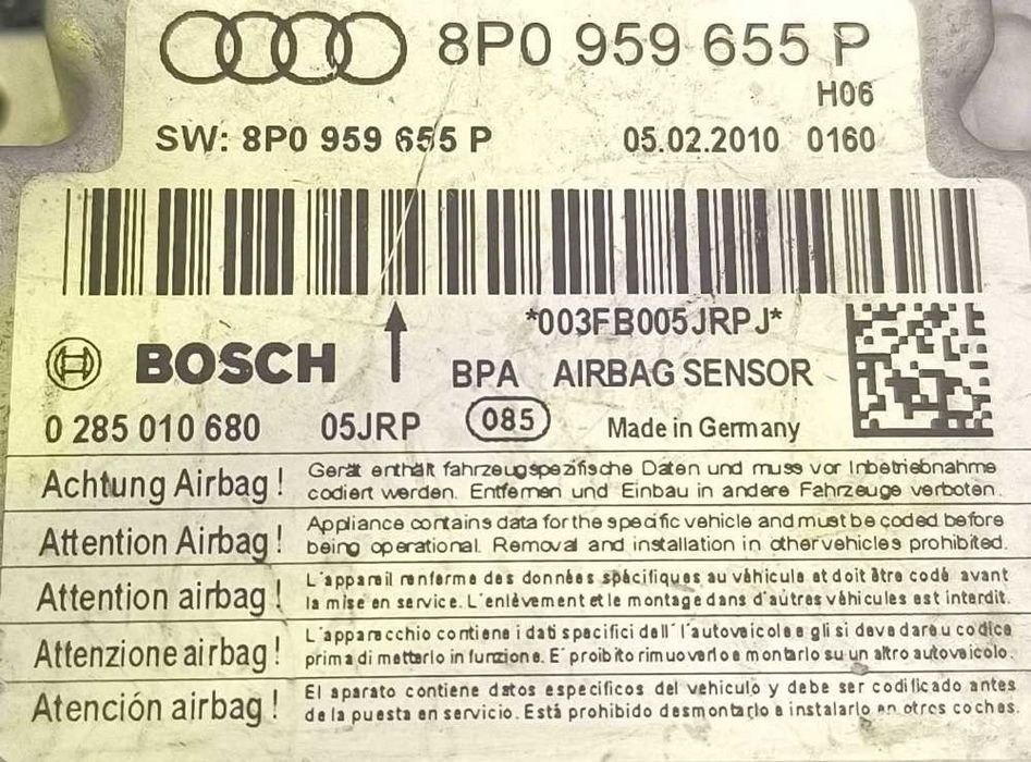 Centralina Airbag AUDI A3 Sportback (8PA) ano 2004